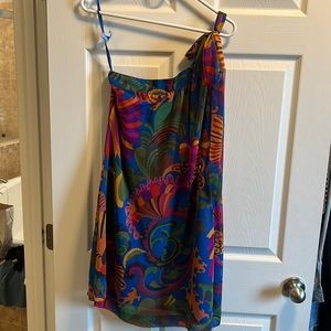 Tropical one shoulder flowy dress
